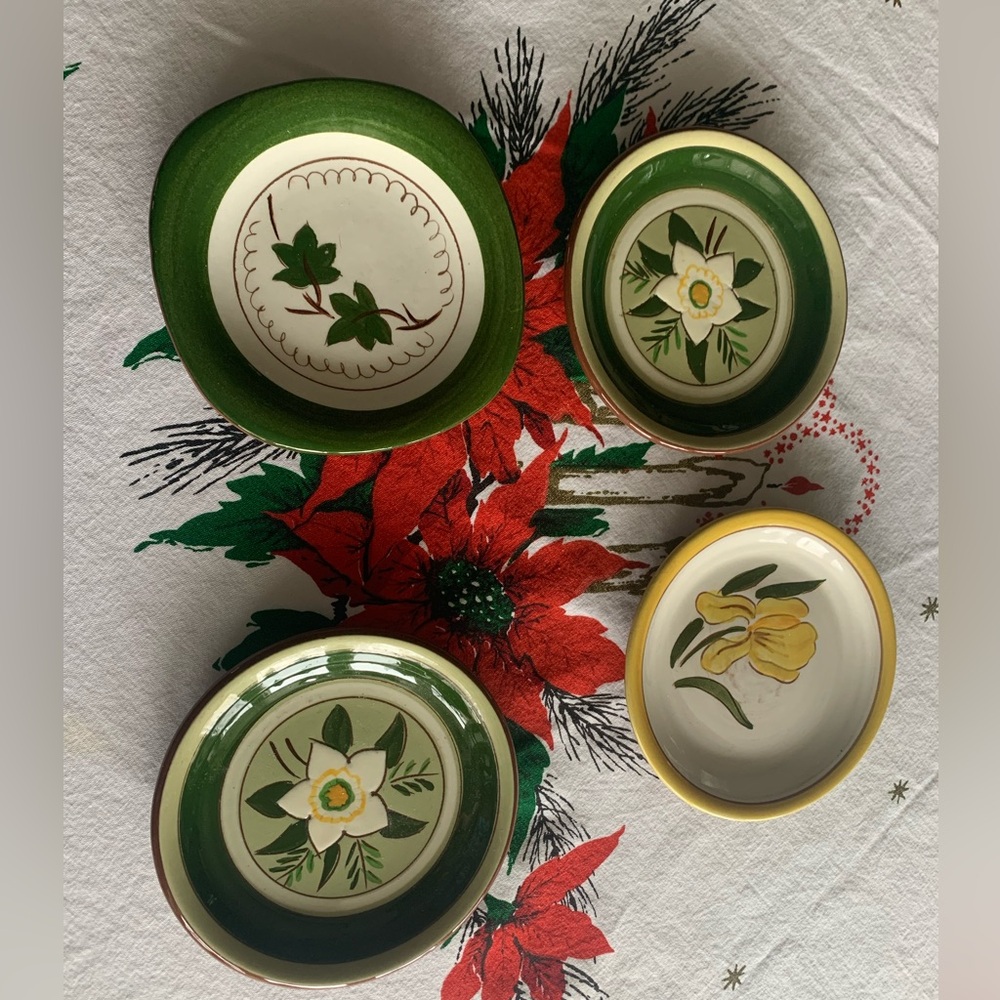 VTG Stangl Pottery set of 4 saucers collectible MCM floral Made in USA